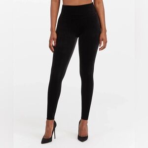 SPANX Black Velvet High Waisted Leggings Size XL